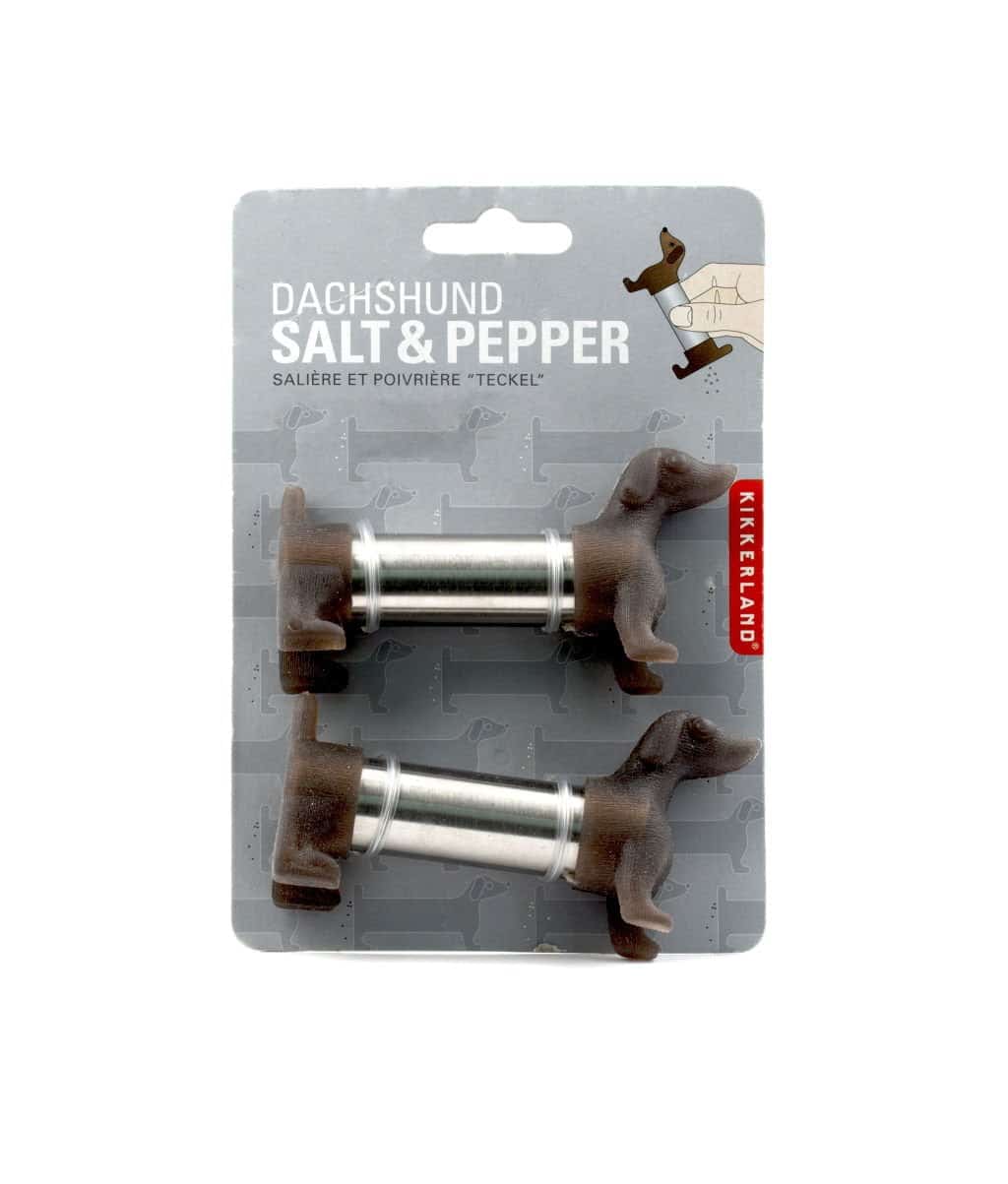 Kikkerland Dachshund Salt and Pepper Shakers, Brown/Silver - Image 3