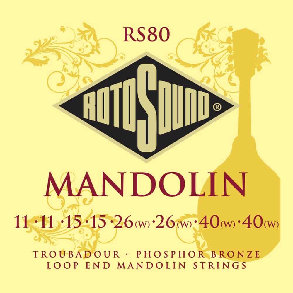 Rotosound RS80 Troubadour Phosphor Bronze Loop End 8 String Mandolin Strings