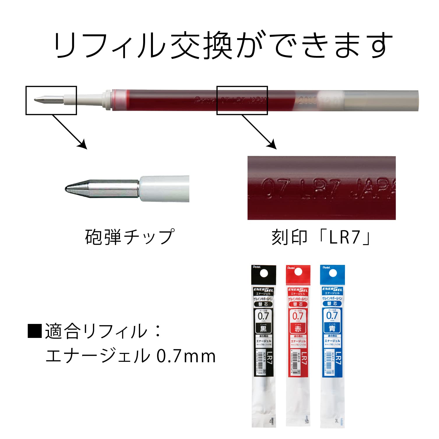 Pentel 0.7mm Fine Point Energel-Xm Refilable Retractable Gel Roller with Metallic Looking - Image 7