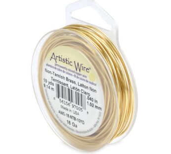 Artistic Wire 18 Gauge Tarnish Resistant Brass Craft Jewelry Wrapping Wire, Gold Color, 10