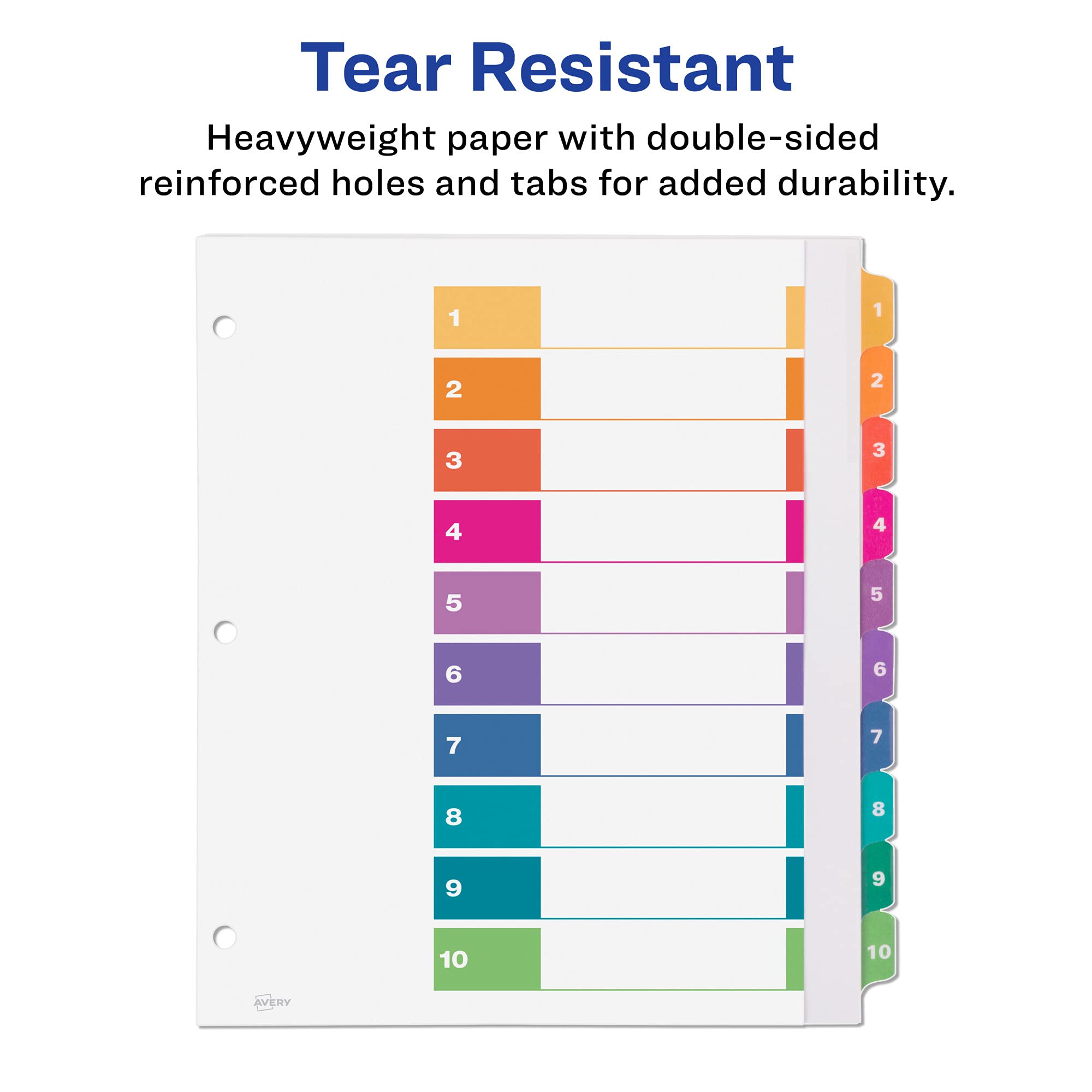 Avery Extra-Wide Ready Index Dividers for 3 Ring Binders, 10 Tab Set, Printable Table of C - Image 6