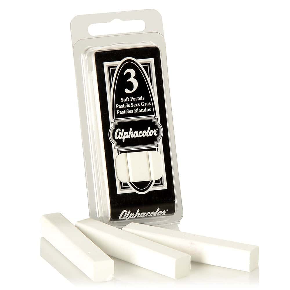 Quartet Derwent Alphacolor Round Soft Pastels, White, 3 Pastels per Pack (105W) - Image 3