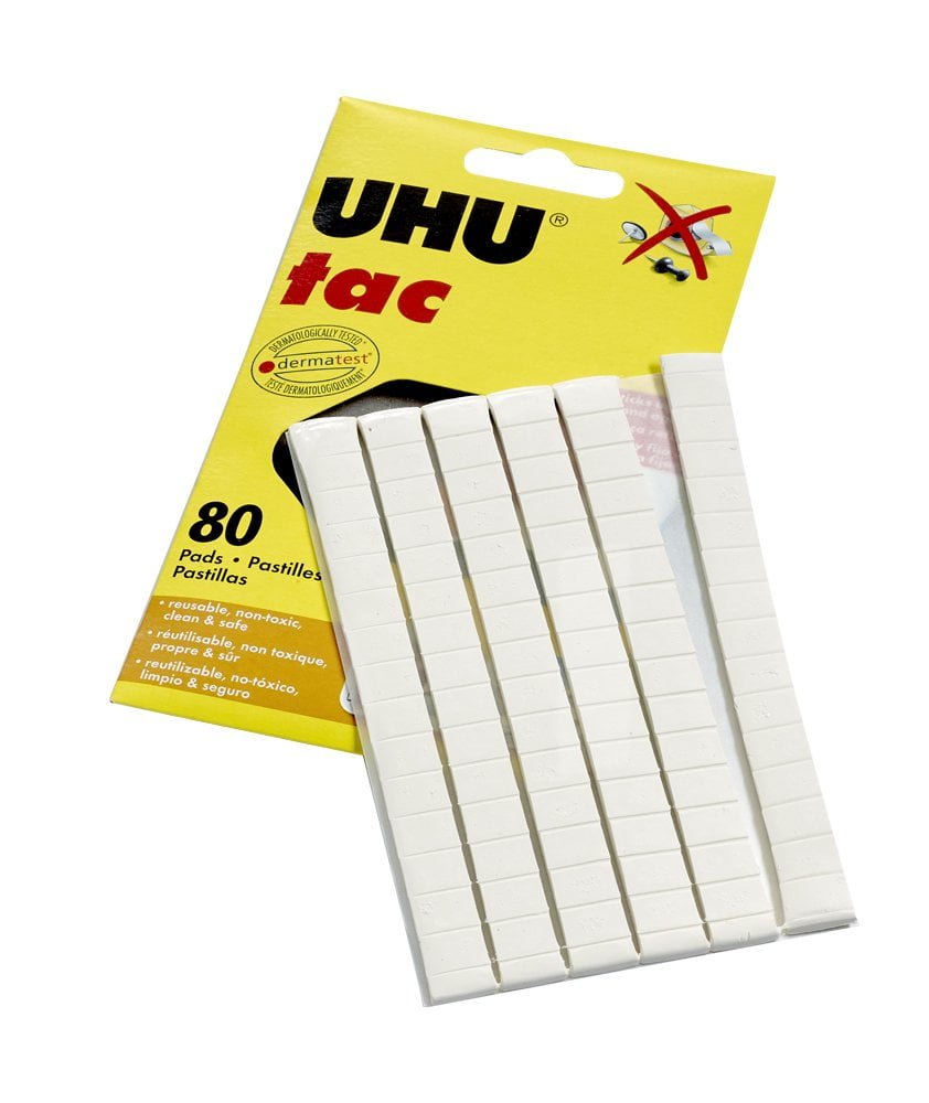 Uhu Tac Removable and Reusable Glue Pads for Fast & Cleanmounting, Non-Toxic, Ideal for Pa