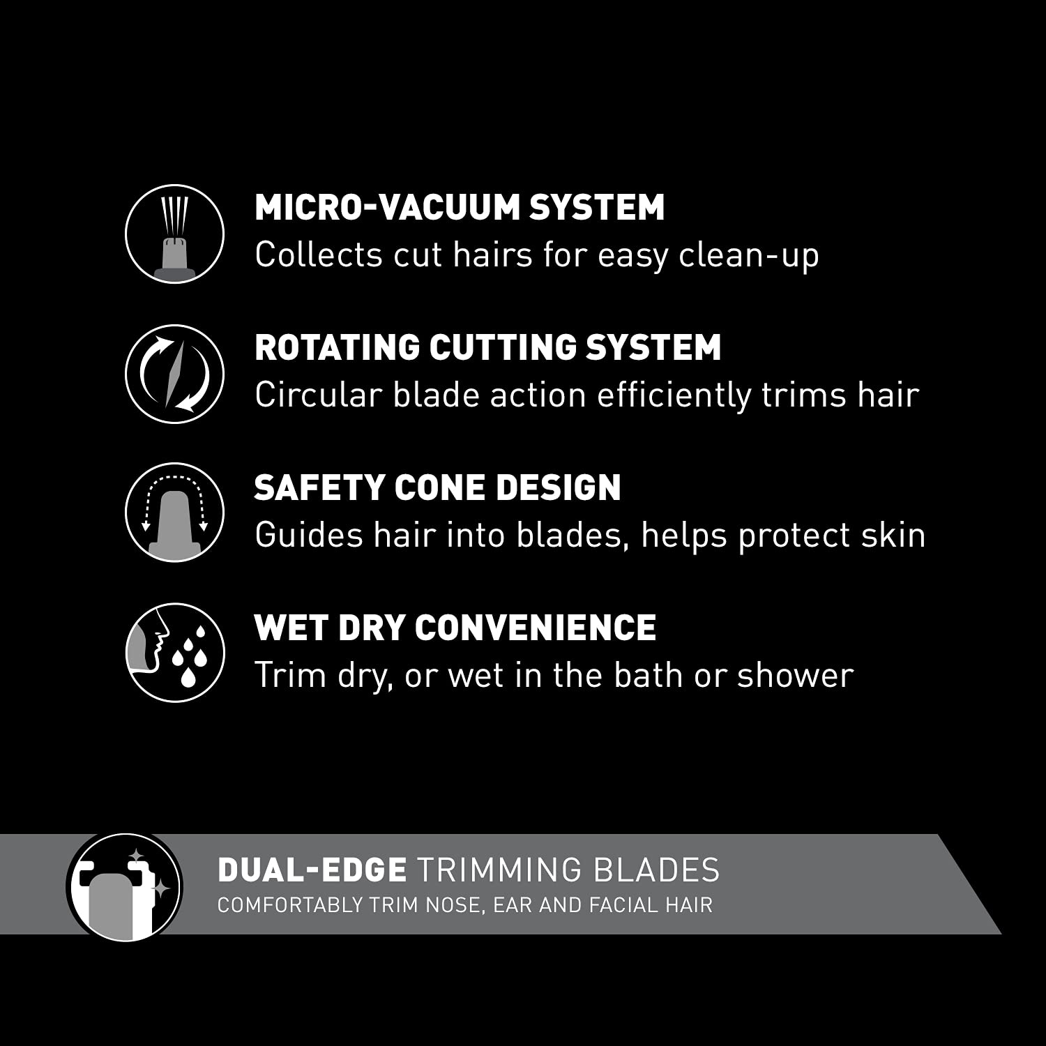 Panasonic ER430K Nose, Ear and Facial Hair Trimmer Wet/Dry with Vacuum Cleaning System - Image 2