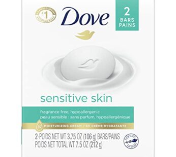 Dove Beauty Bar More Moisturizing Than Bar Soap for Softer Skin, Fragrance Free, Hypoaller
