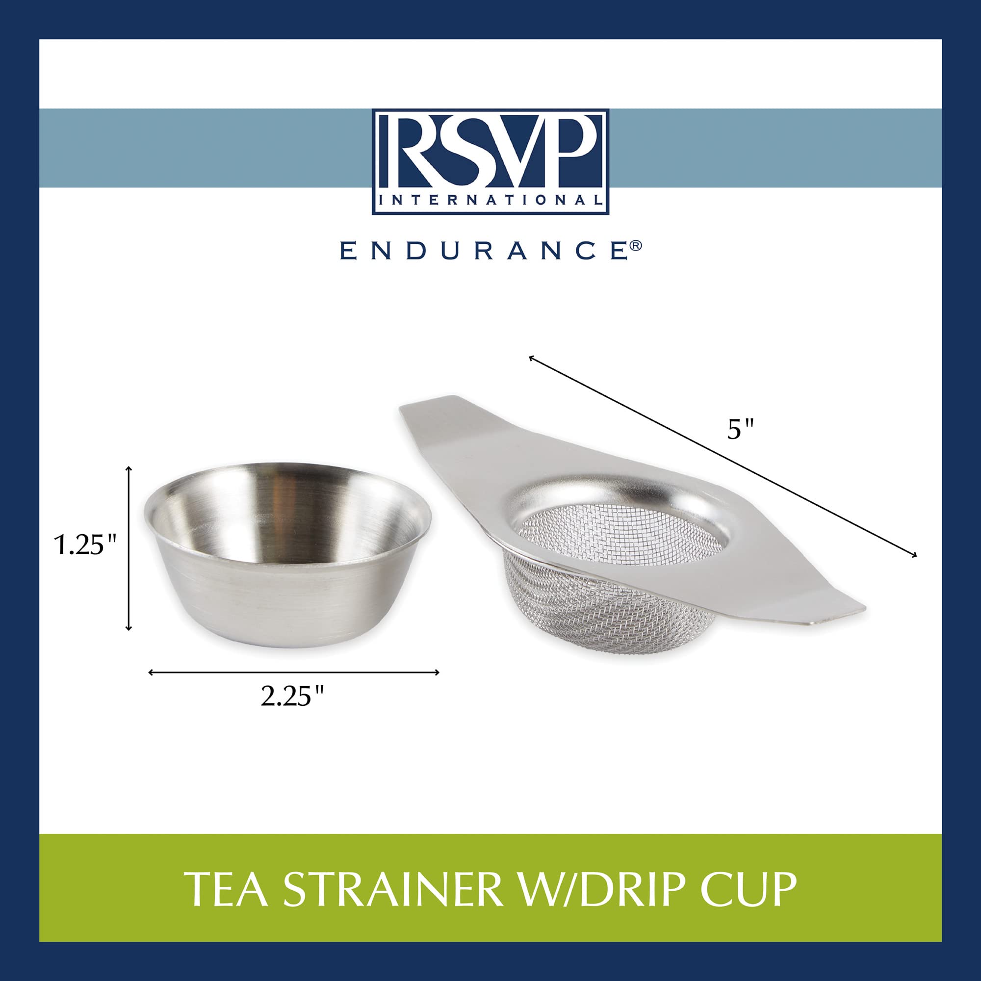 RSVP International Tea Strainer Collection, Strainer & Drip Cup - Image 6