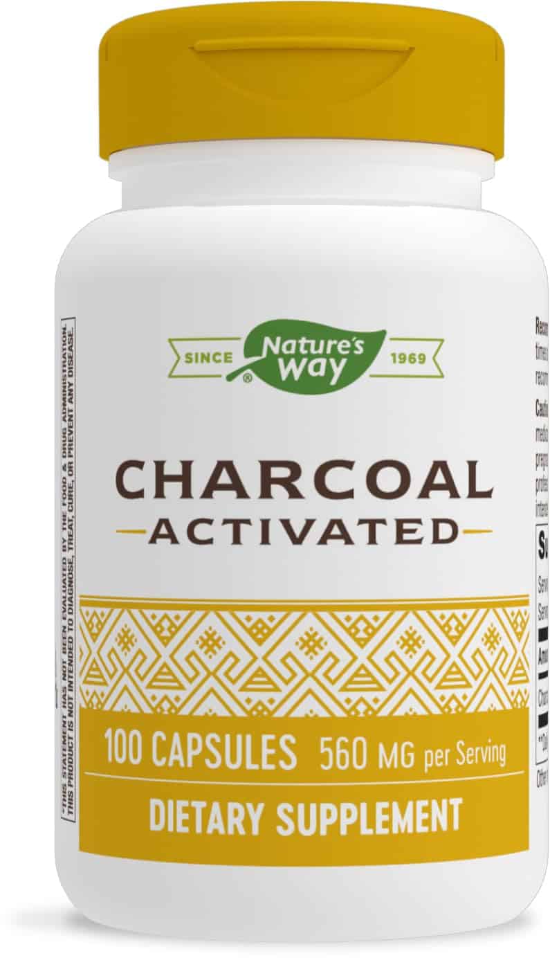Nature's Way Activated Charcoal Supplement Gluten-Free 100 Capsules