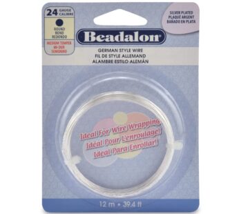 Beadalon German Style Wire for Jewelry Making, Round, Silver Plated, 24 Gauge, 39.4 ft