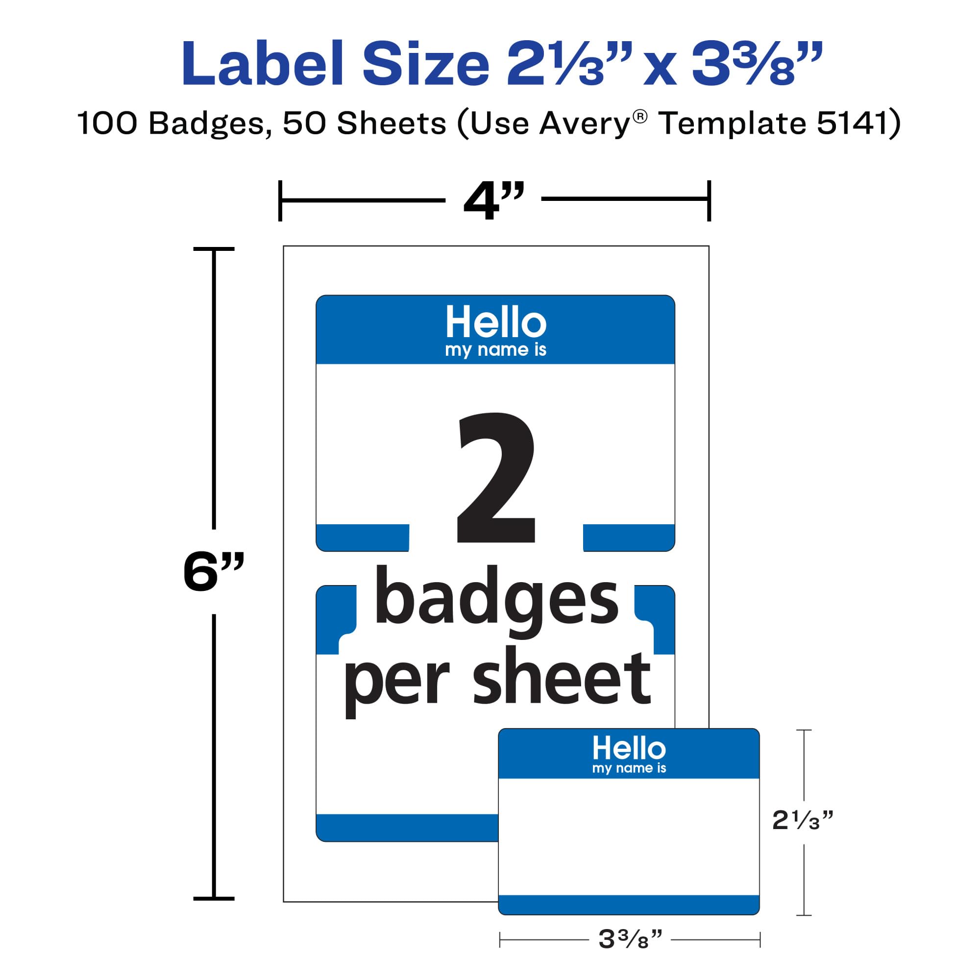 Avery Hello My Name is Name Tags, White with Blue Border, 100 Removable Name Badges (05141 - Image 3