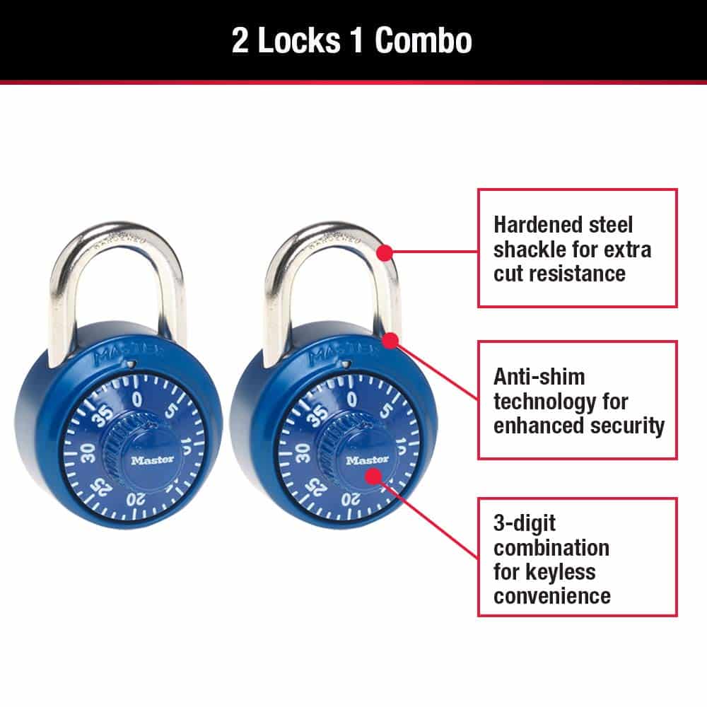 Master Lock 1530T Locker Lock Combination Padlock, 2 Count (Pack of 1), Colors May Vary - Image 2