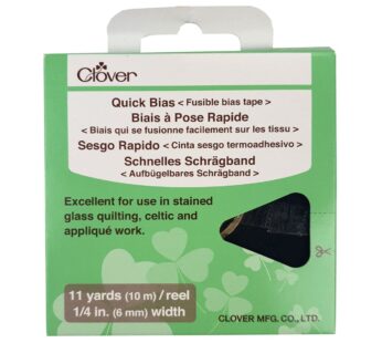 Clover 700-1128 Quick Fusible Bias Tape, 1/4-Inch Wide by 11-Yard, Black