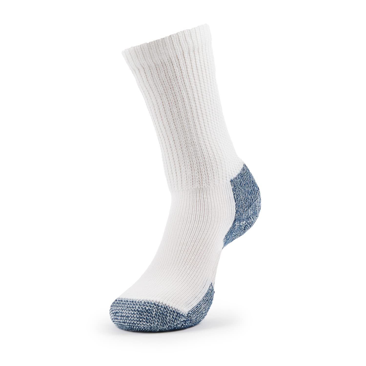 Thorlos Mens Xj Max Cushion Crew Running Socks, White/Navy (1 Pair), Large US