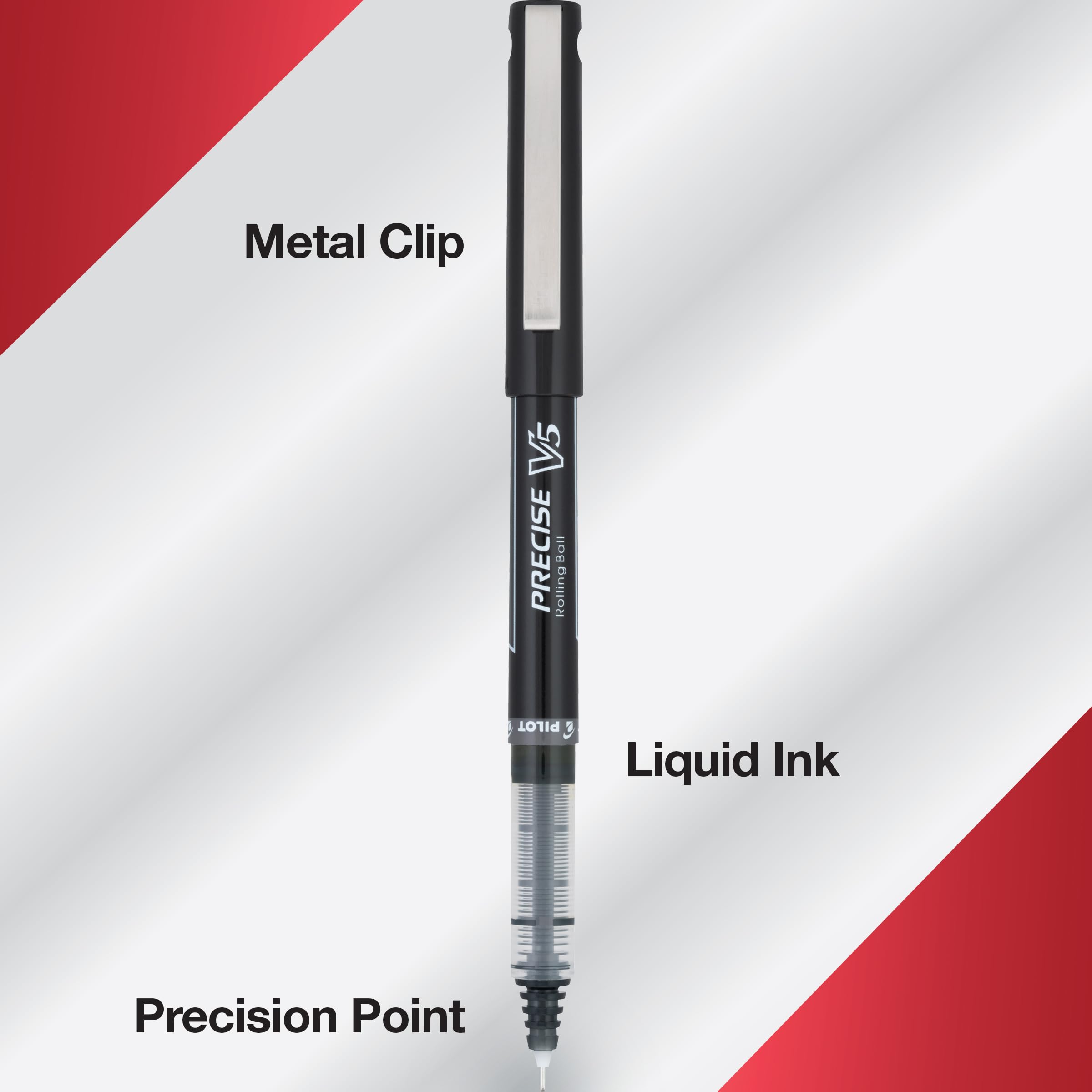 Pilot, Precise V5, Capped Liquid Ink Rolling Ball Pens, Extra Fine Point 0.5 mm, Black, Pa - Image 3
