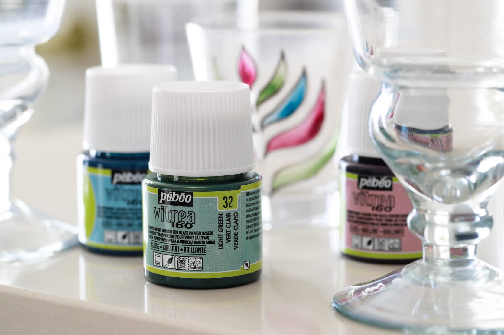 Pebeo Vitrea 160, Glossy Glass Paint, 45 ml Bottle - Earth Brown - Image 6