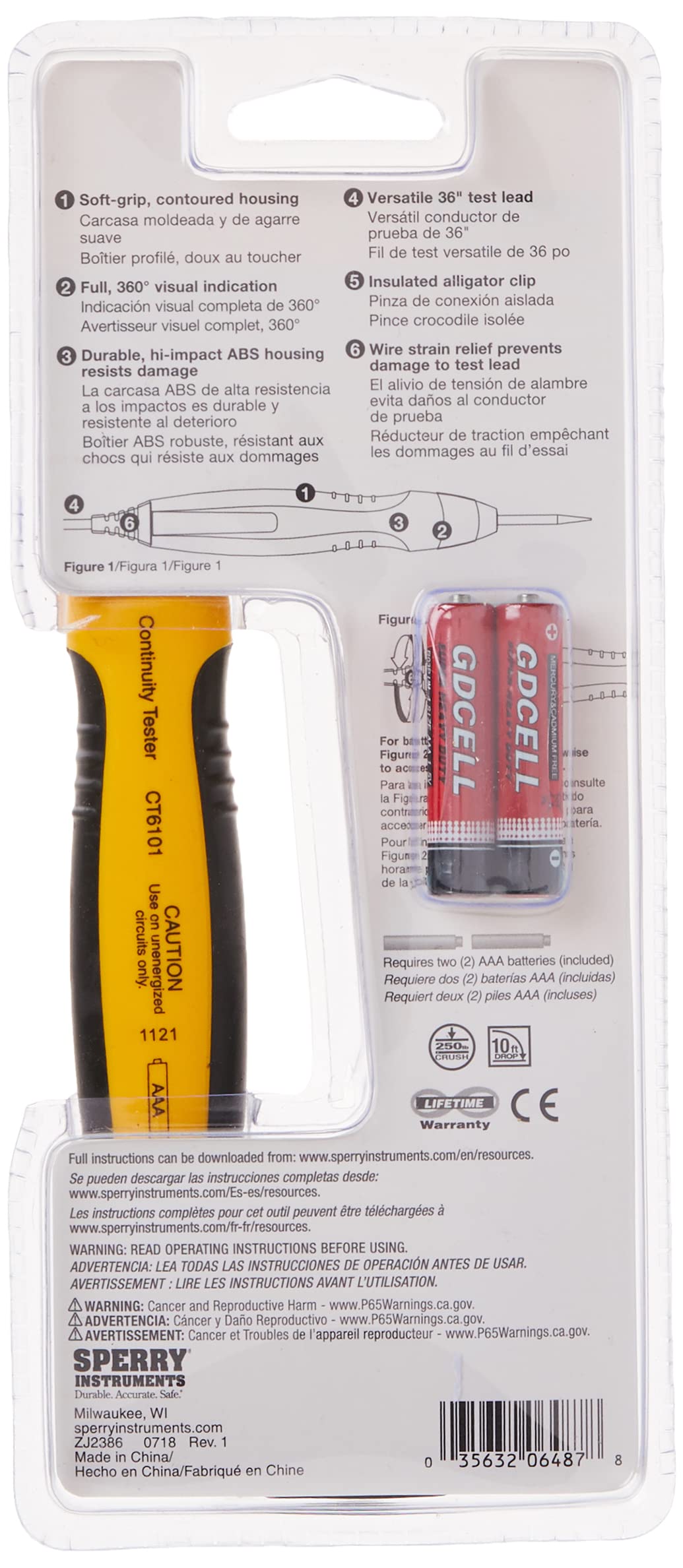 Gardner Bender Sperry Instruments CT6101 Heavy Duty Continuity Tester, 2 Range, 36 inch le - Image 5