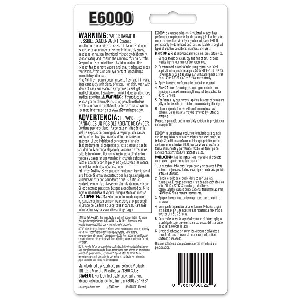 E6000 230022 Medium Viscosity Auto/Industrial Adhesive, 3.7 fl oz - Image 2