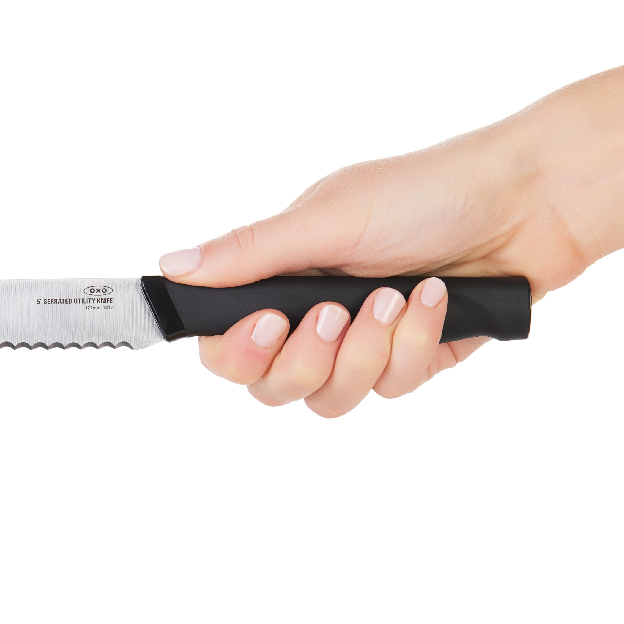 OXO Good Grips 5-in Serrated Utility Knife,Silver/Black - Image 2