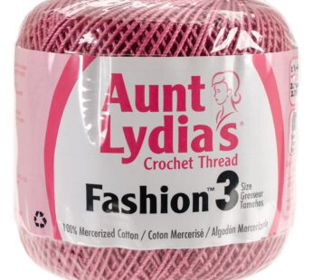 Coats Crochet Aunt Lydia’s Fashion Crochet, Cotton Size 3, Warm Rose