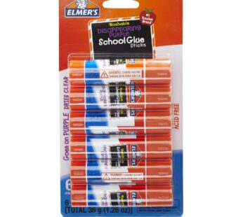 Elmer’s Disappearing Purple School Glue, Washable, 6 Pack, 0.21-ounce sticks