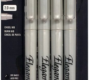 Speedball Elegant Writer Calligraphy 4 Marker Set, Black, 2.0 mm, 2.5 mm & 3.0 mm Chisel N