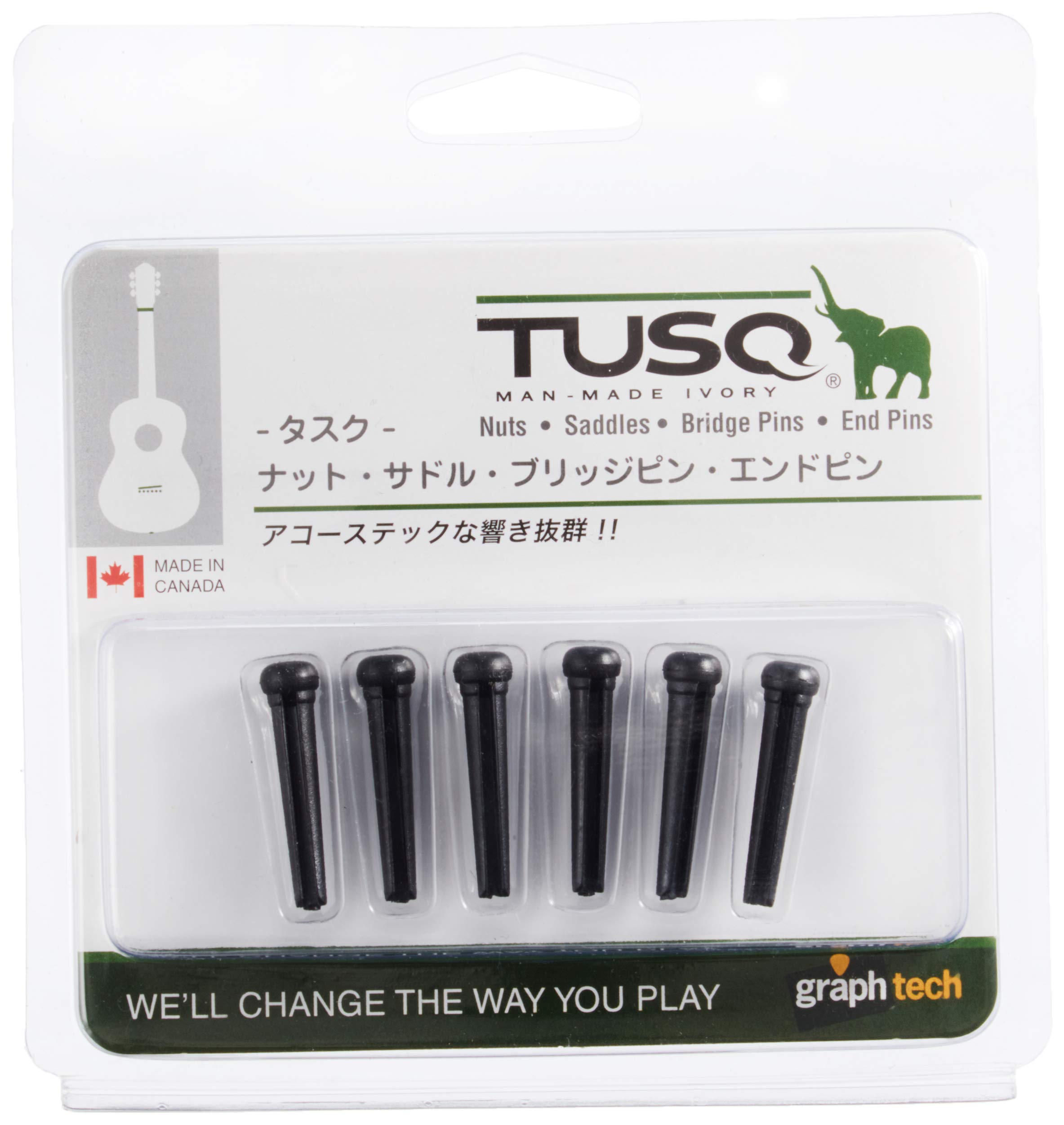 Graph Tech Tusq Ivory Acoustic Guitar Bridge Pins Black Paua Dot - Image 2