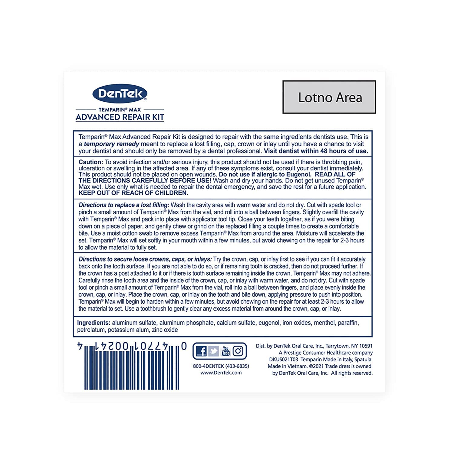 DenTek Lost Filling Repair, Maximum Hold 2.64g - Image 2