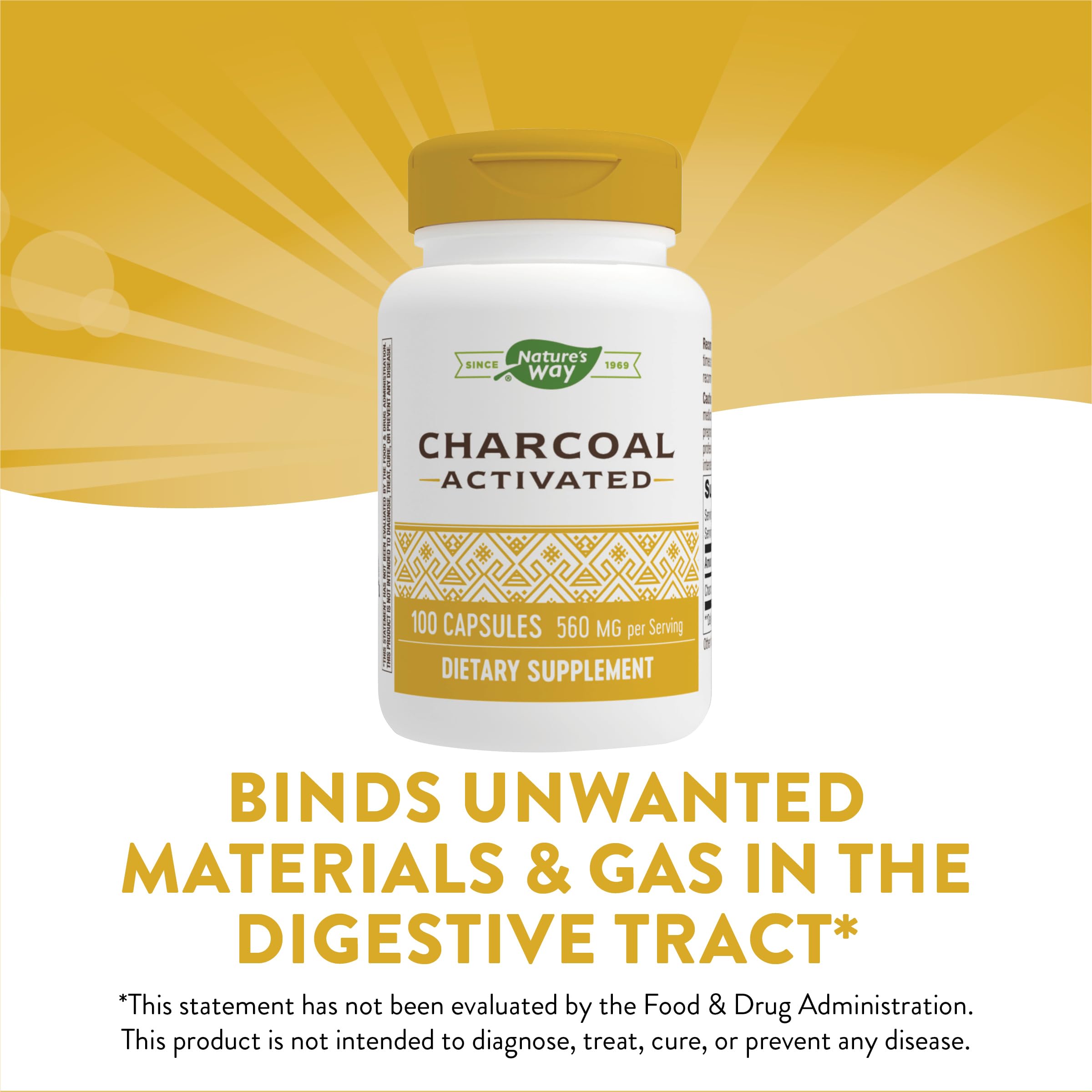Nature's Way Activated Charcoal Supplement Gluten-Free 100 Capsules - Image 3