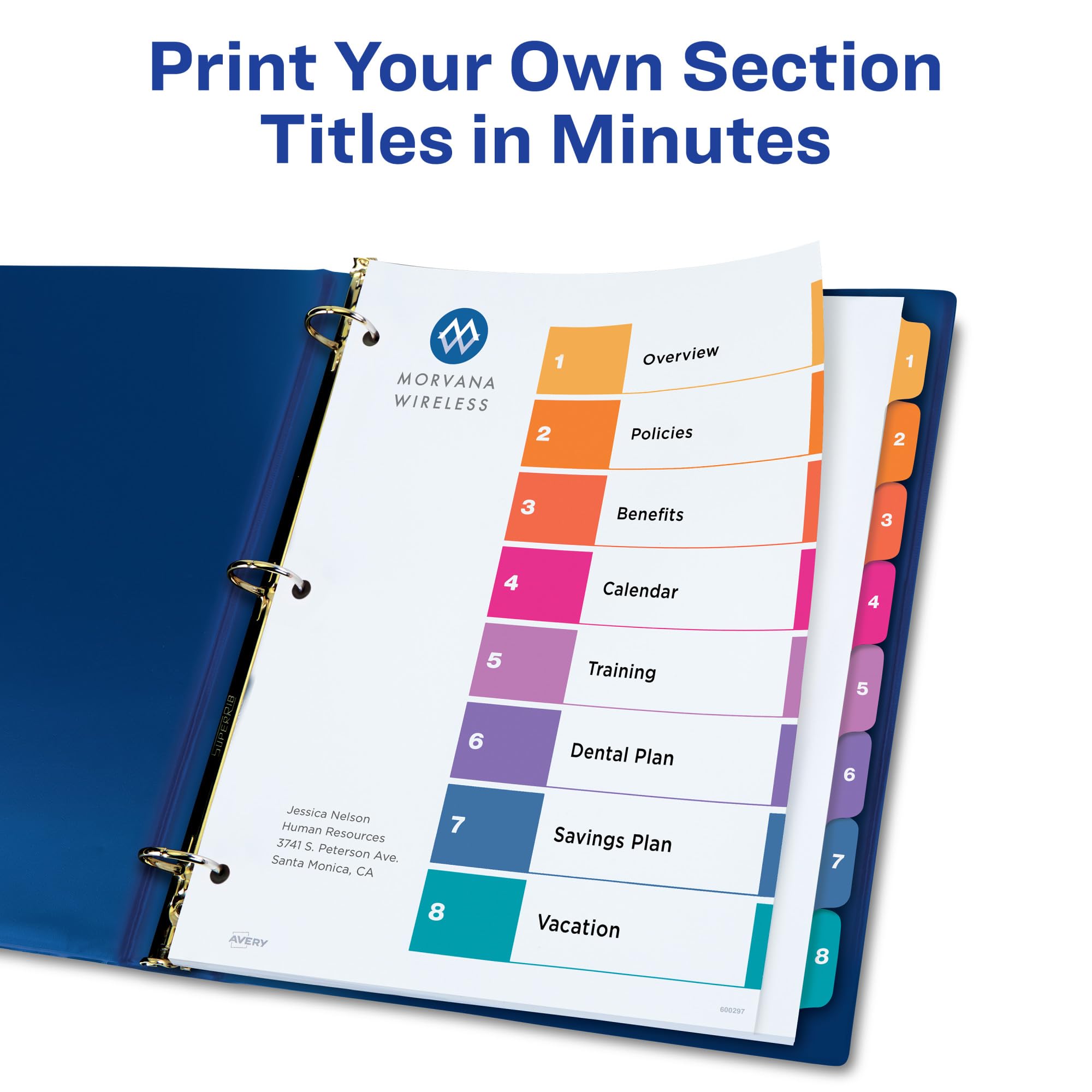 Avery Extra-Wide 8 Tab Dividers for 3 Ring Binders, Customizable Table of Contents, Multic - Image 4