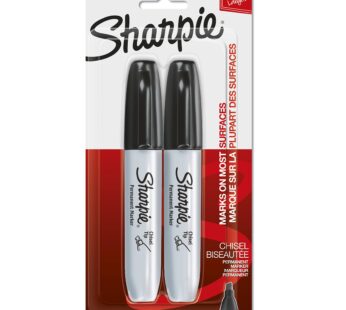 SHARPIE Permanent Markers, Chisel Tip, Black, 2 Count