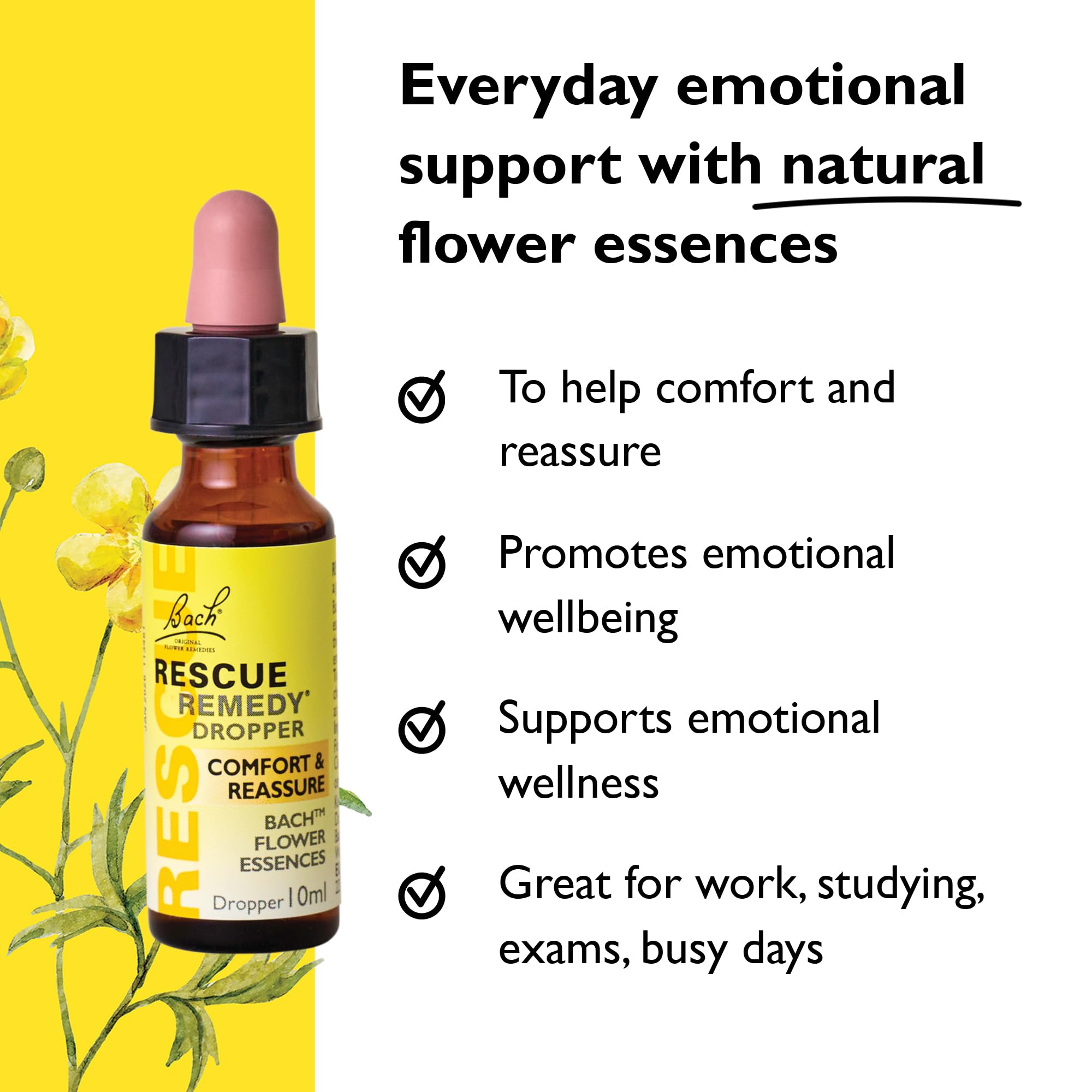 Rescue Remedy Dropper, 10mL - Natural Homeopathic Stress Relief - Image 2