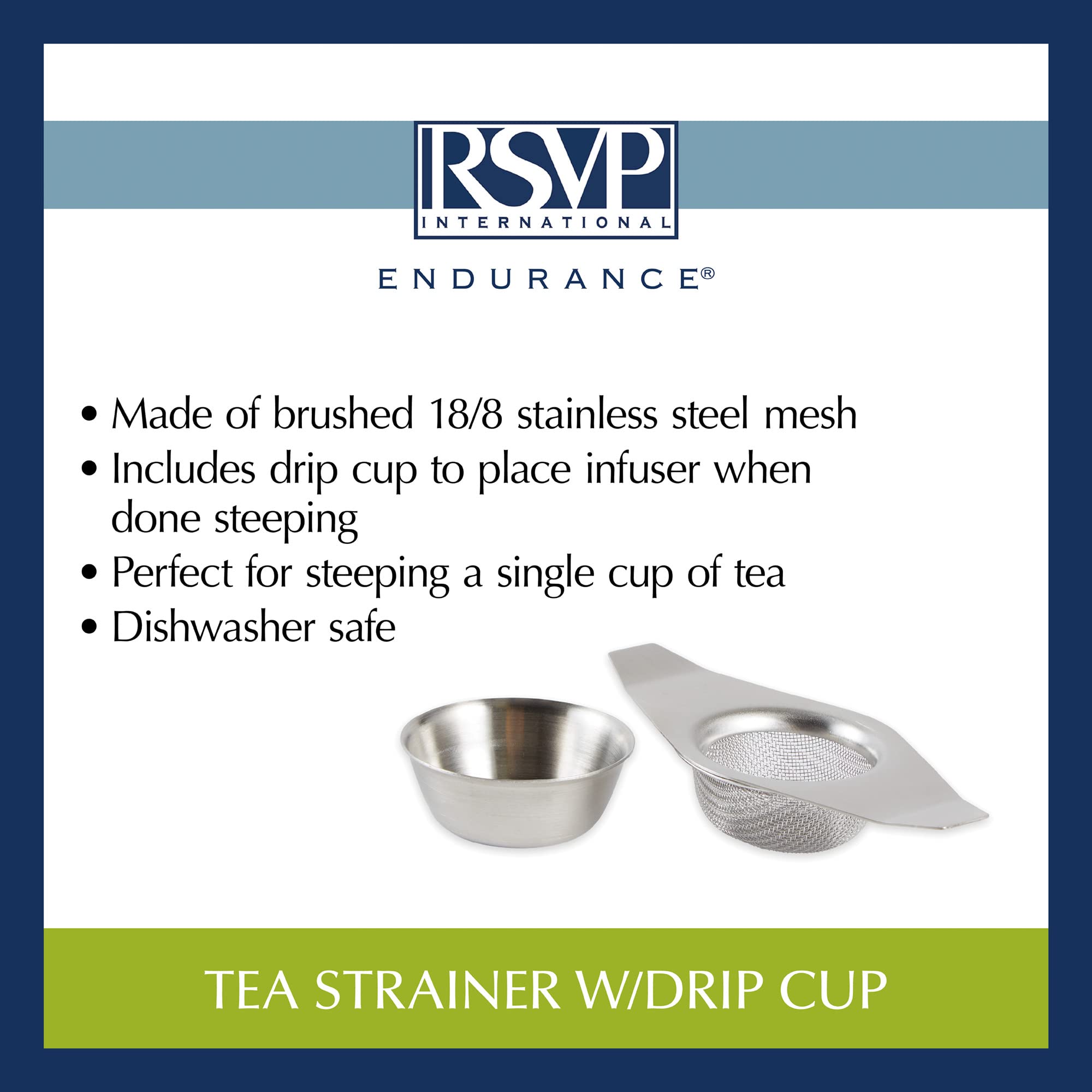 RSVP International Tea Strainer Collection, Strainer & Drip Cup - Image 7