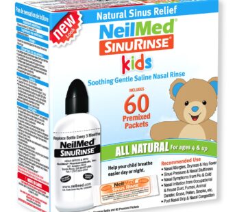 Neilmed’s Sinus Rinse, Pediatric, Complete Saline Nasal Rinse Kit 60 Premixed Packets