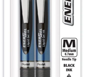 Pentel EnerGel Deluxe RTX Retractable Liquid Gel Pen, 0.7mm, Needle Tip, Black Ink, 2 pack