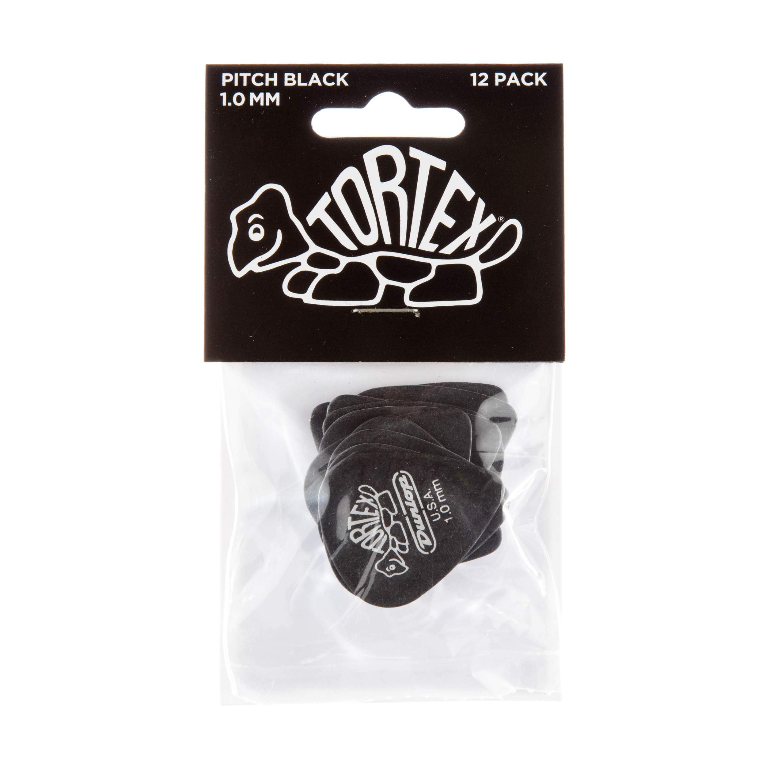 Dunlop 488P10 1.0mm Pitch Black Guitar Picks, 12-Pack