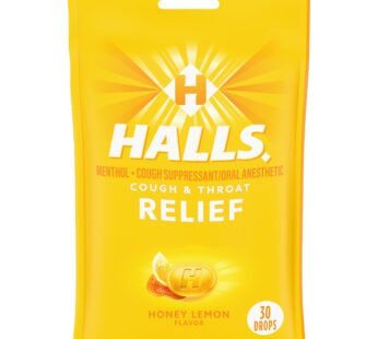 HALLS Relief Honey Lemon Cough Drops, 30 Drops