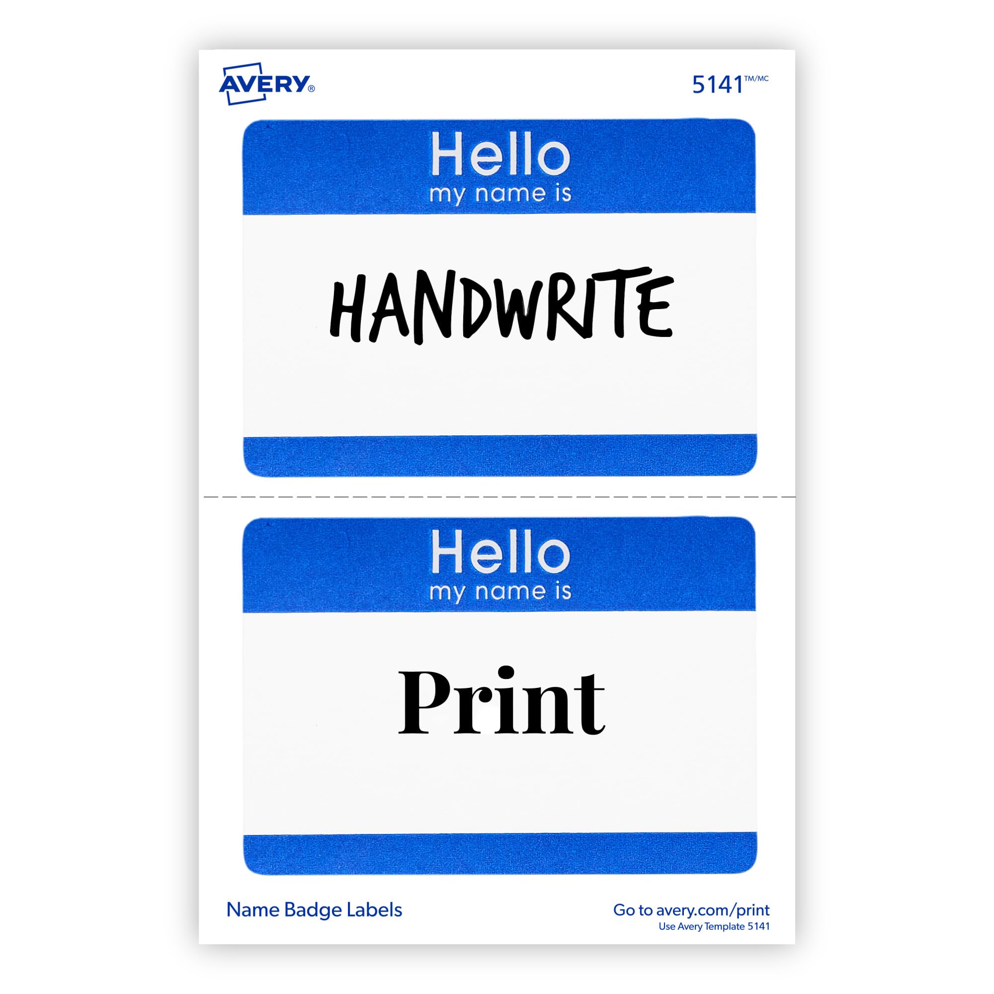 Avery Hello My Name is Name Tags, White with Blue Border, 100 Removable Name Badges (05141 - Image 5