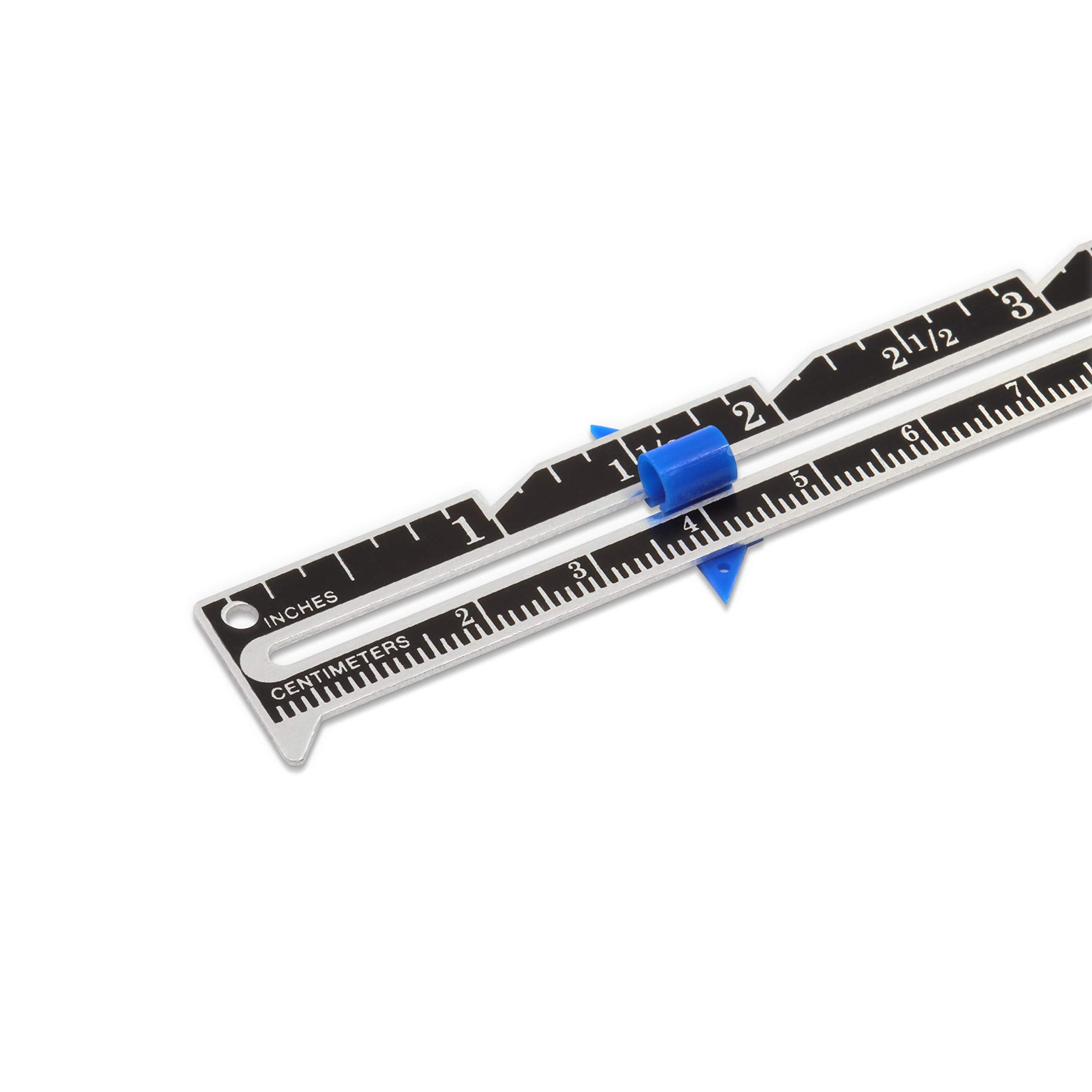 Dritz 6" Sliding Marker Sewing Gauge, Nickel with Black Printing and Blue Slider - Image 2