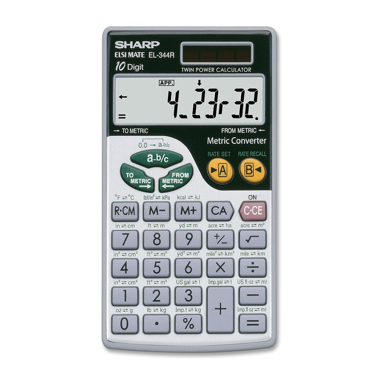 Sharp El344rb Metric Conversion Wallet Calculator, 10-Digit Lcd