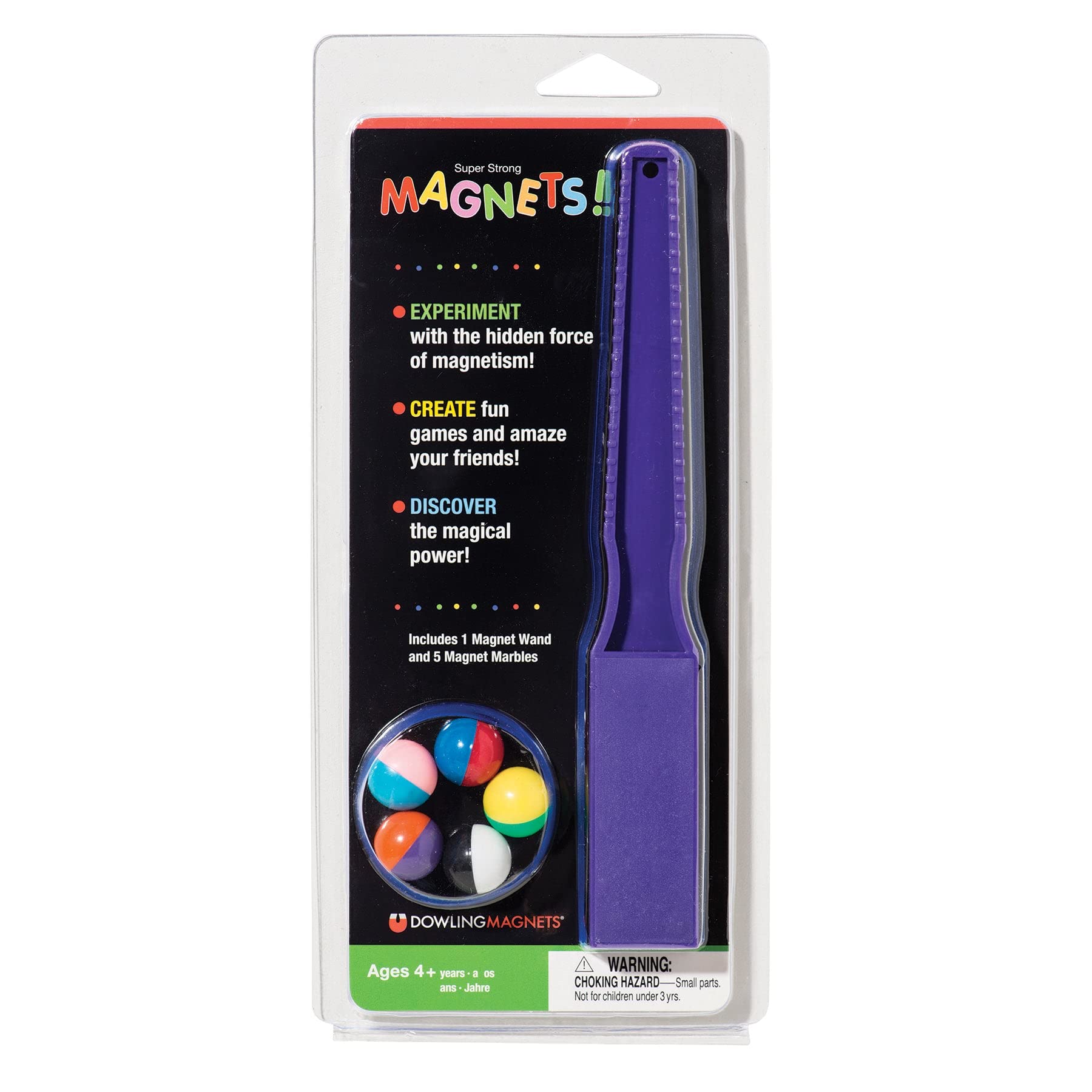 MAGNET WAND AND MARBLES by Dowling Magnets (Colors May Vary)
