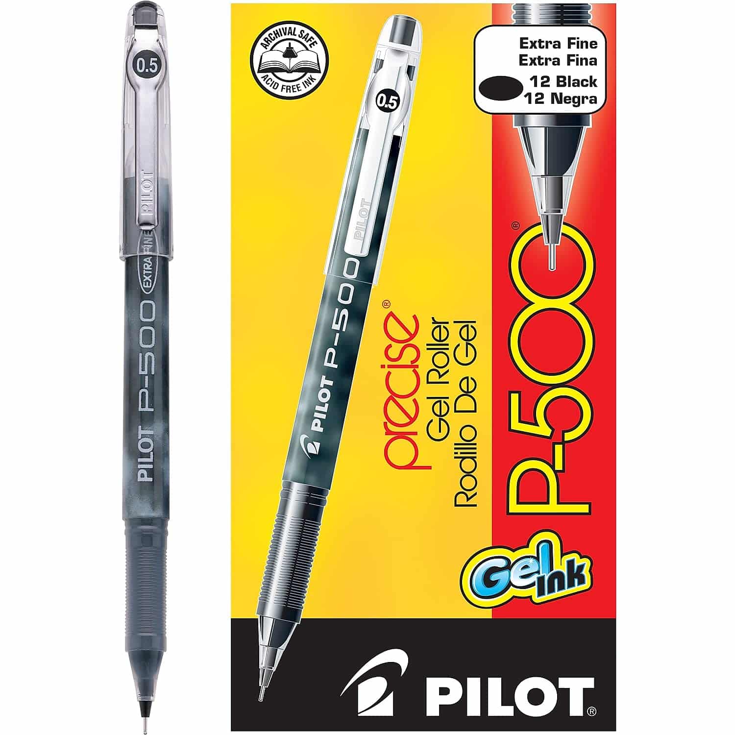 Pilot, Precise P-500 Gel Ink Rolling Ball Stick Pens, Extra Fine Point 0.5 mm, Black, Pack - Image 4