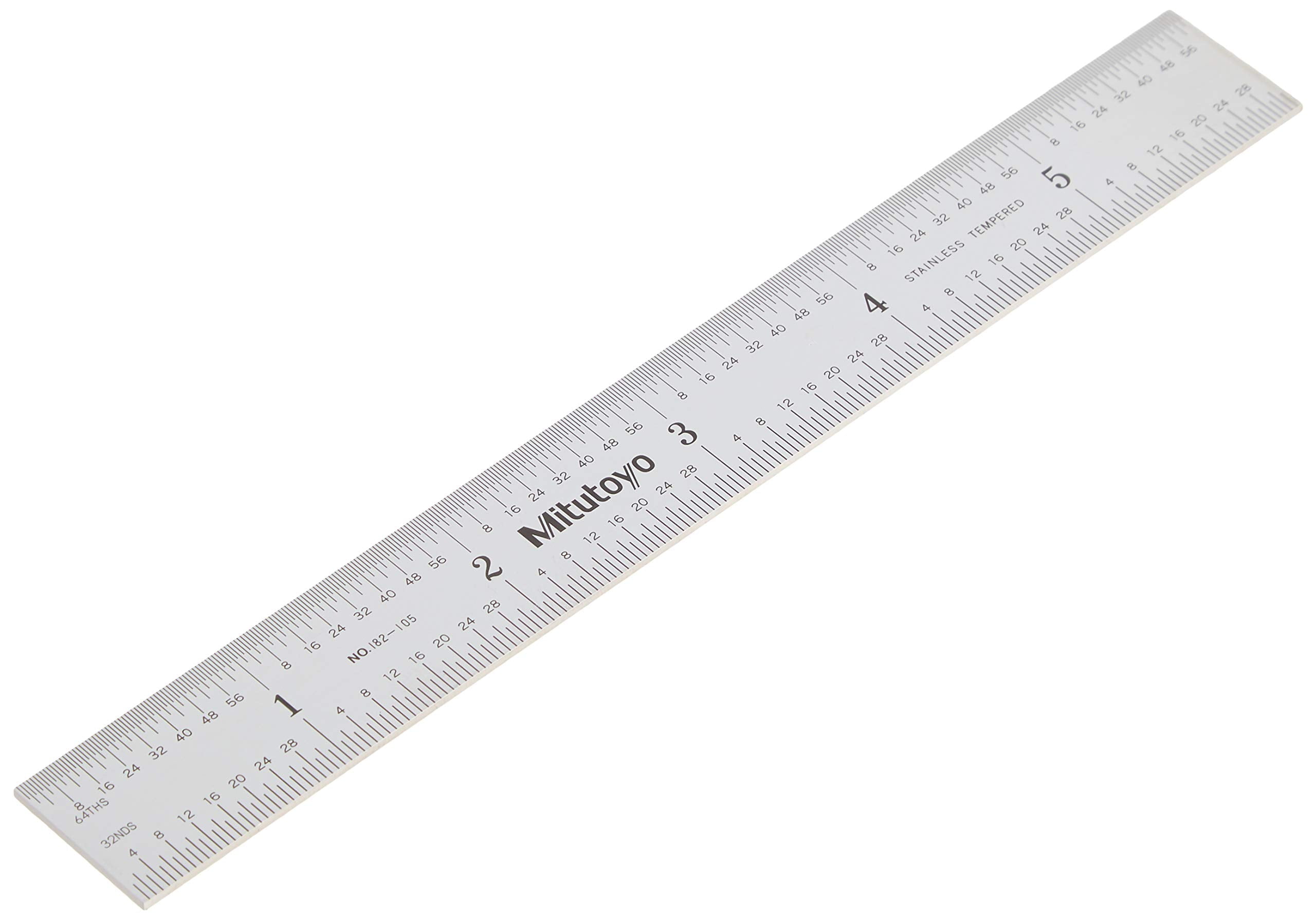 Mitutoyo 182-105, Steel Rule, 6" X 150mm, (1/32, 1/64", 1mm, 1/2mm), 3/64" Thick X 3/4" Wi
