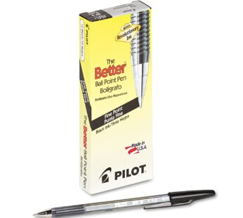 Pilot Better Ball Point Stick Pen, Black Ink, 7mm, Dozen