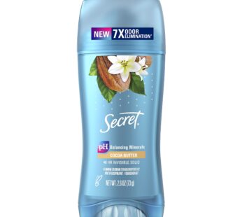 Secret Invisible Solid Antiperspirant and Deodorant for Women, Cocoa Butter Scent, 2.6 oz