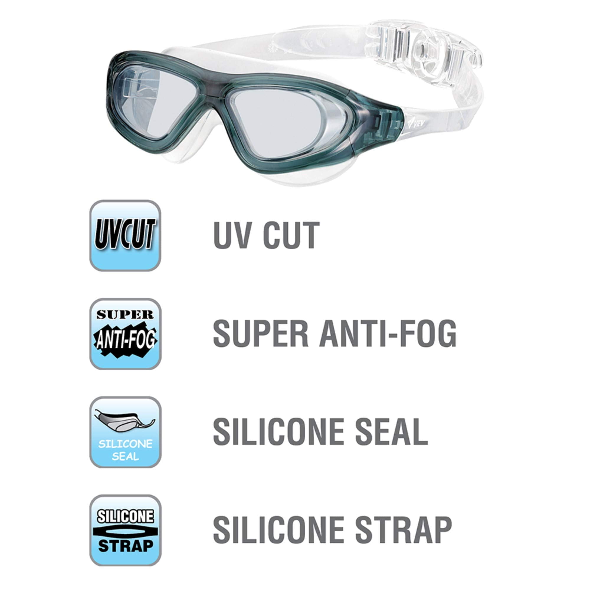 VIEW Swimming Gear V-1000 Xtreme Swim Goggles, Smoke - Image 3
