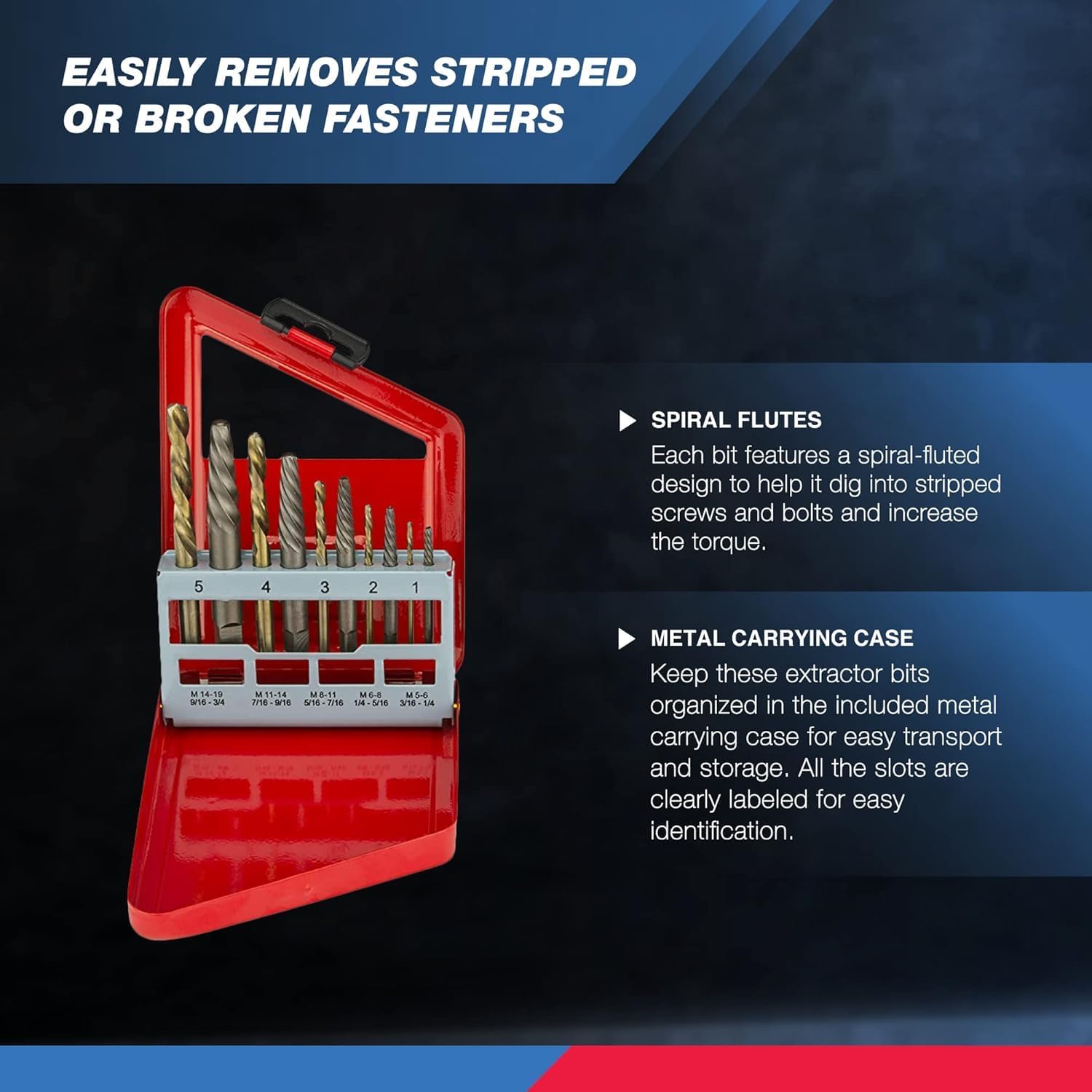 NEIKO 01925A Screw-Extractor And Left-Hand Drill-Bit Set, HSS M2 Steel Drill Bits, Alloy S - Image 3