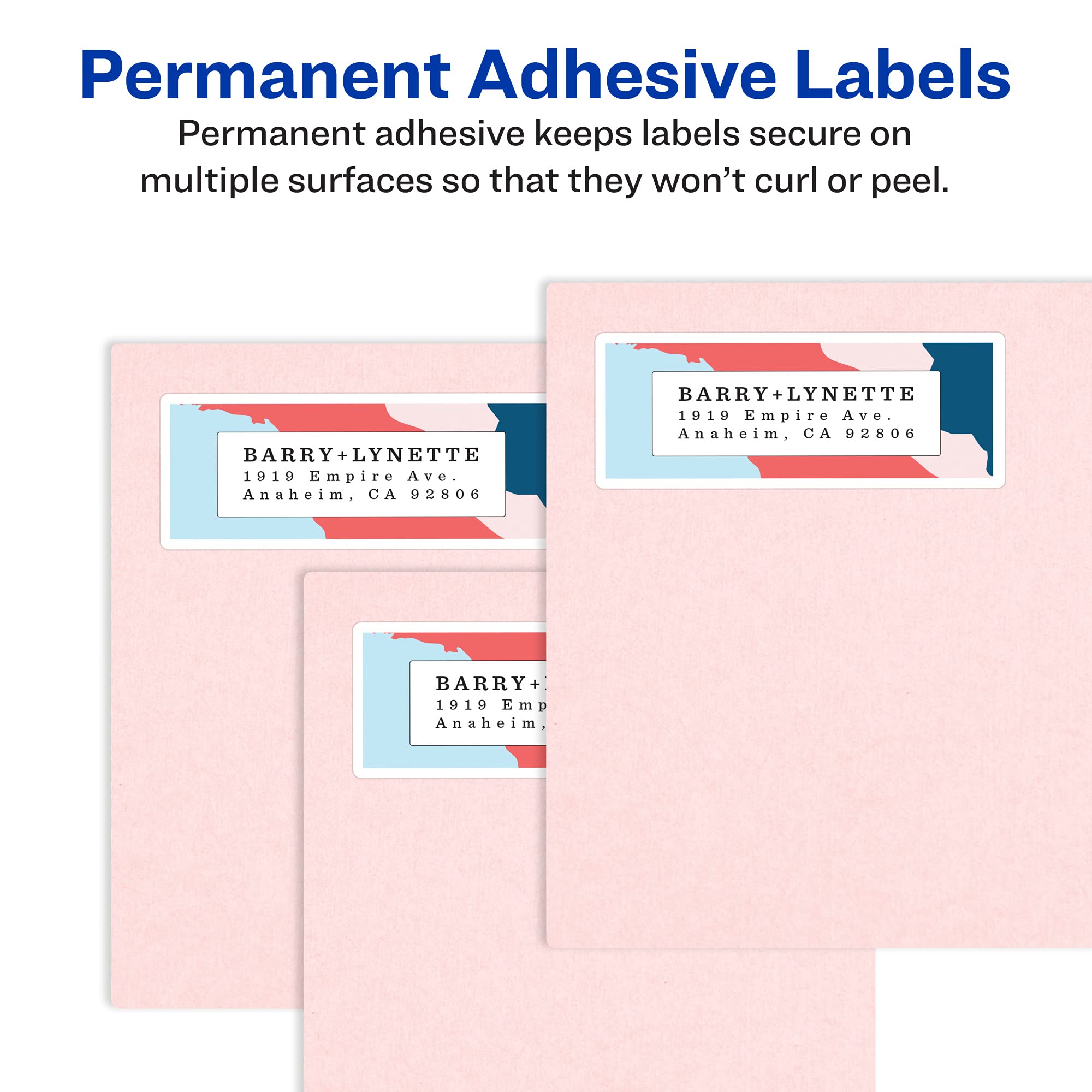 Avery Easy Peel Printable Address Labels with Sure Feed, 1" x 4", White, 500 Blank Mailing - Image 2