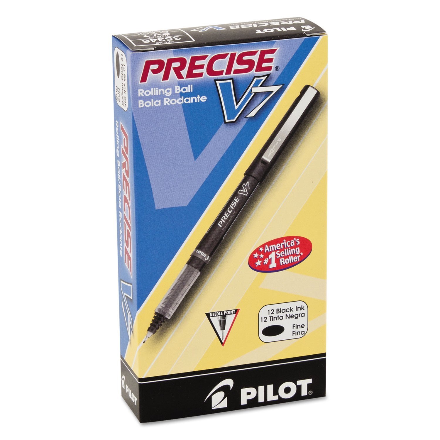 PILOT, Precise V7, Capped Liquid Ink Rolling Ball Pens, Fine Point 0.7 mm, Black, Pack of - Image 2