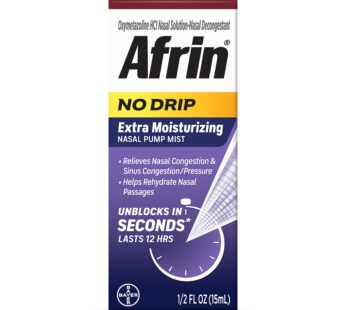 Afrin No Drip Extra Moisturizing 12 Hour Nasal Congestion Relief Pump Mist, Sinus Spray De