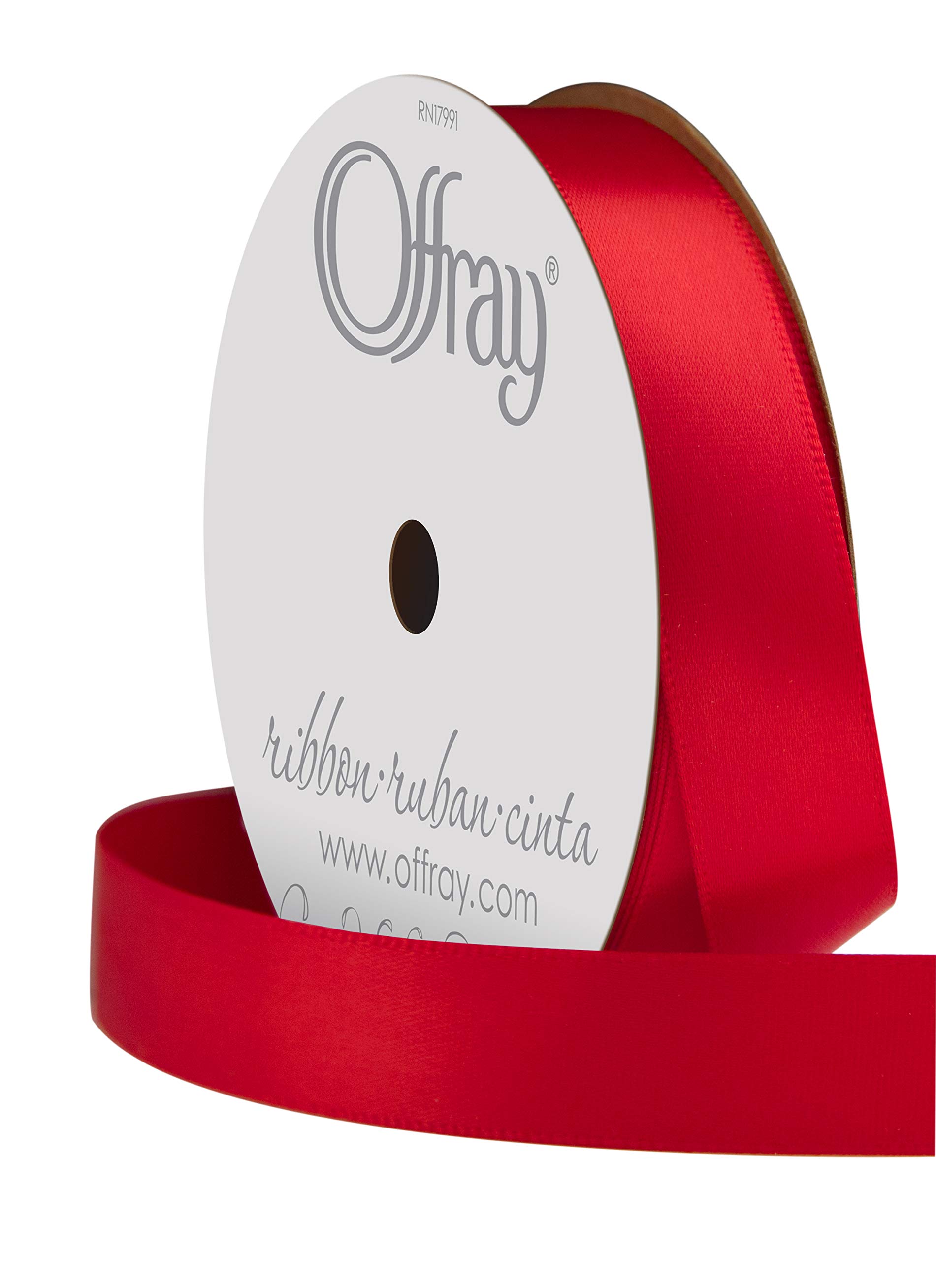 Berwick 062050 5/8" Wide Single Face Satin Ribbon, Red, 6 Yds - Image 2