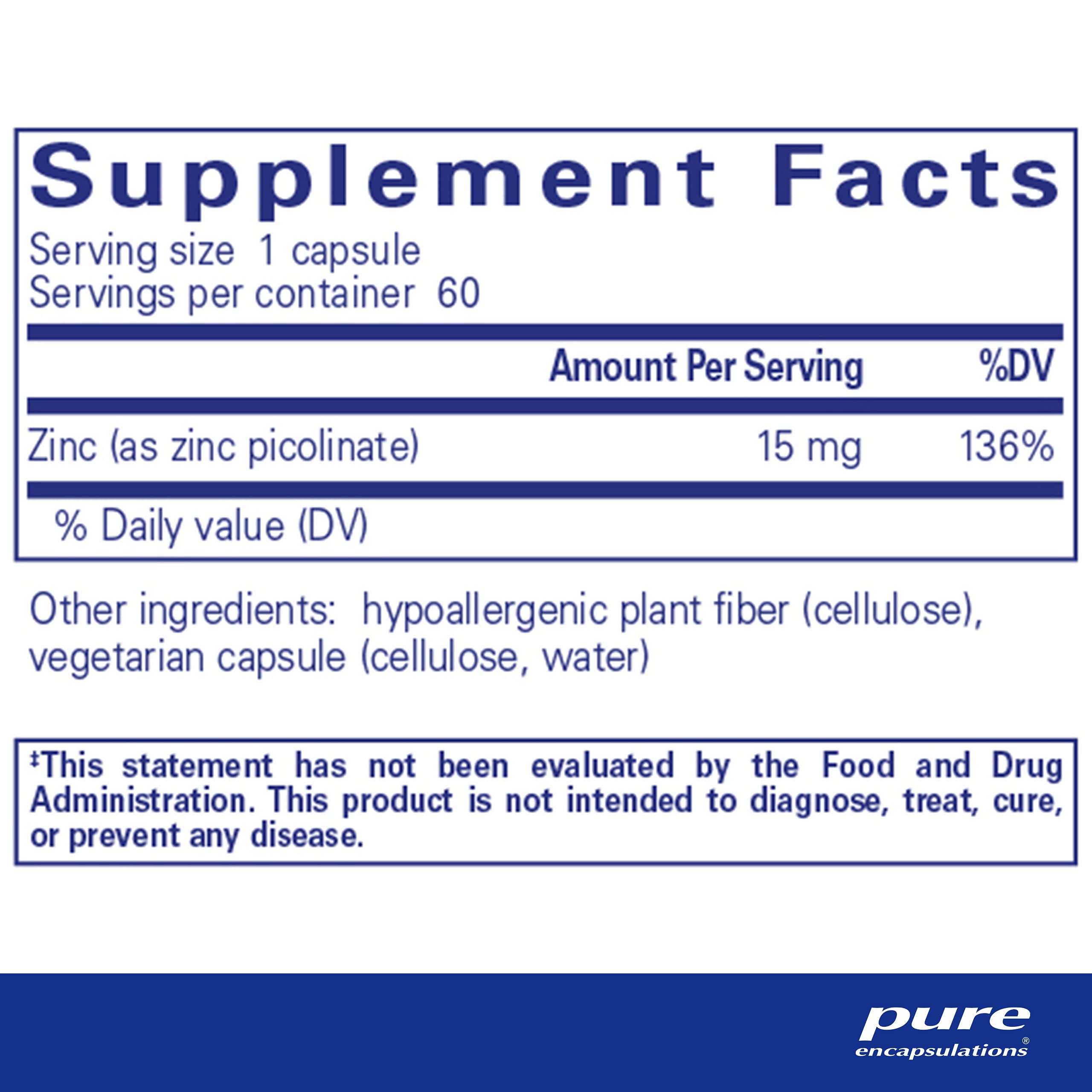 Pure Encapsulations Zinc 15 mg - Zinc Picolinate Supplement for Immune System Support, Gro - Image 2